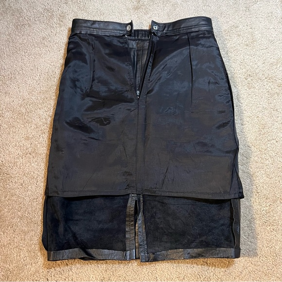 Vintage Leather Black Pencil Skirt 26" Waist High Waisted - Picture 9 of 16